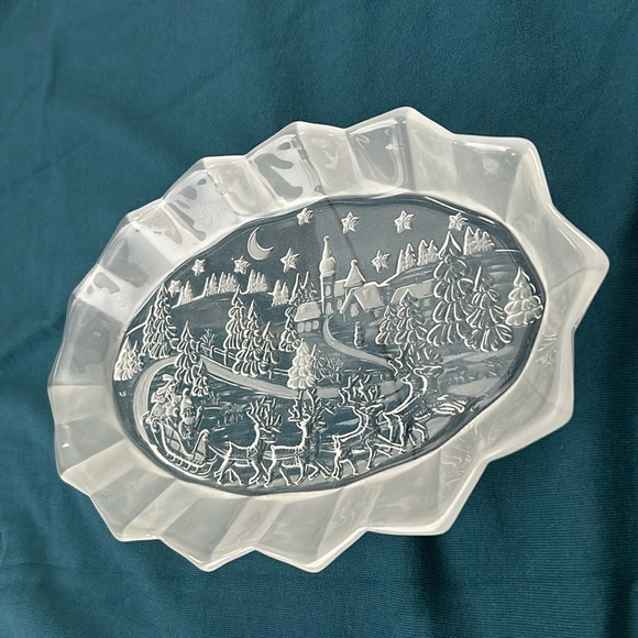 Vintage Mikasa Silent Night Glass Candy Dish Christmas Holidays Santa - Picture 2 of 10